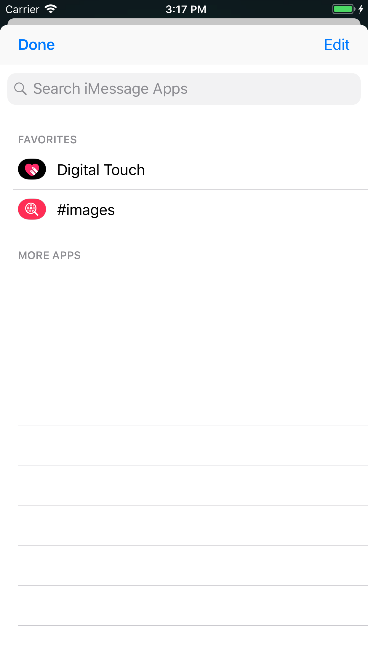 iMessage app modal